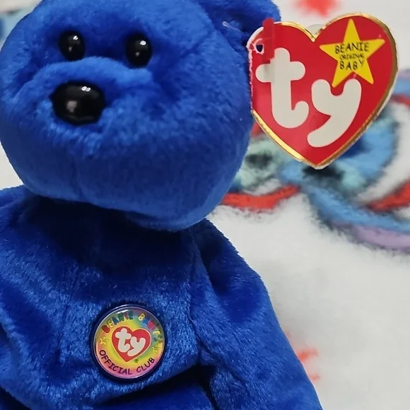 Ty Beanie Babies Original 1998 RARE Clubby Blue Teddy Bear Plush Toy NWOB